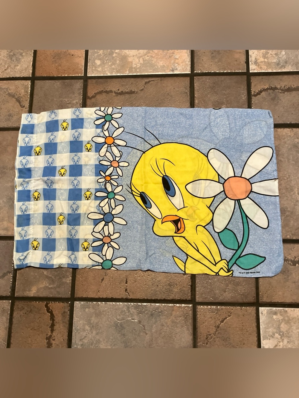 1998 Vintage Looney Tunes Warner Bro's Tweety Bird Pillow Case VTG 90s